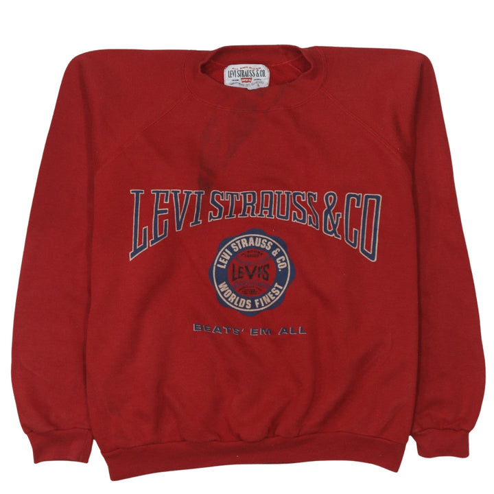 Levi's Women's Red Crew Neck Pullover Sweatshirt Size L Cotton Blend