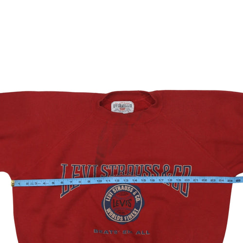 Levi's Women's Red Crew Neck Pullover Sweatshirt Size L Cotton Blend