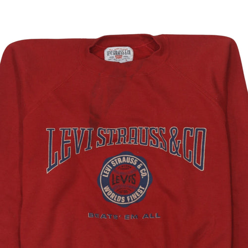 Levi's Women's Red Crew Neck Pullover Sweatshirt Size L Cotton Blend
