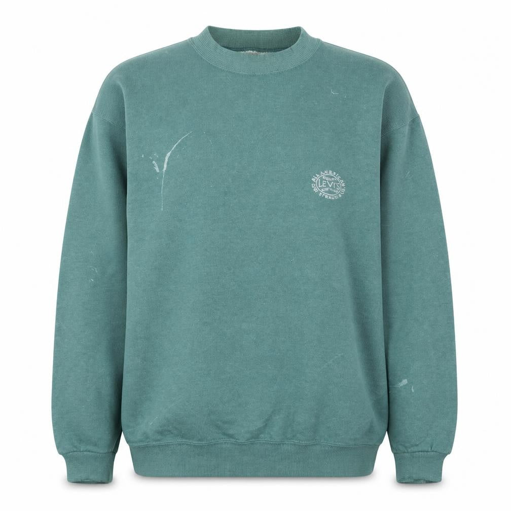 Front view of Levi's Women's Green Pullover Sweatshirt L Classic Logo Crewneck