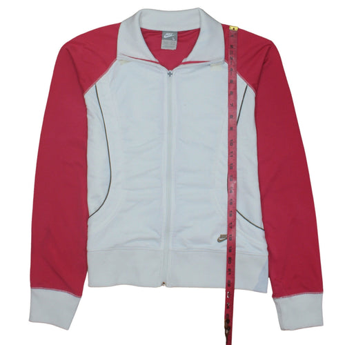 Nike Womens White Pink Track Jacket L Lightweight Full Zip Sports Top