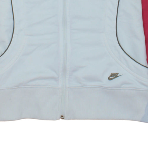 Nike Womens White Pink Track Jacket L Lightweight Full Zip Sports Top