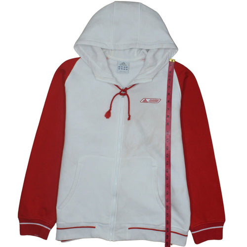 Adidas Men's White Red Full Zip Hoodie M Fleece Sweatshirt