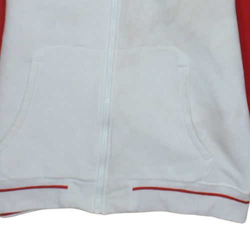 Adidas Men's White Red Full Zip Hoodie M Fleece Sweatshirt