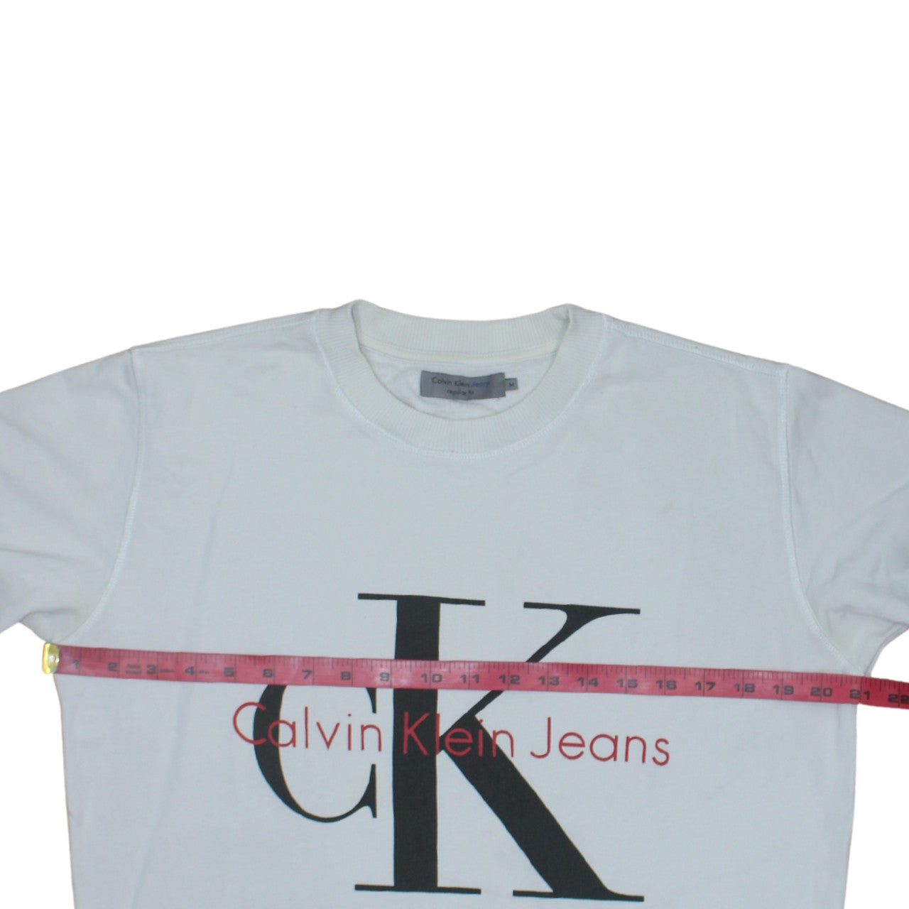 Calvin Klein Jeans Men's White Regular Fit Logo Sweatshirt M