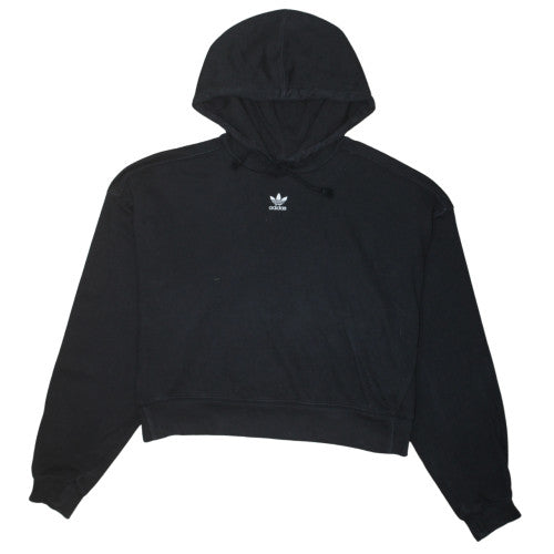 Adidas Womens Black UK 12 Cropped Pullover Hoodie Sweatshirt