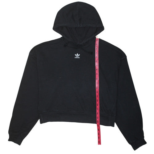 Adidas Womens Black UK 12 Cropped Pullover Hoodie Sweatshirt