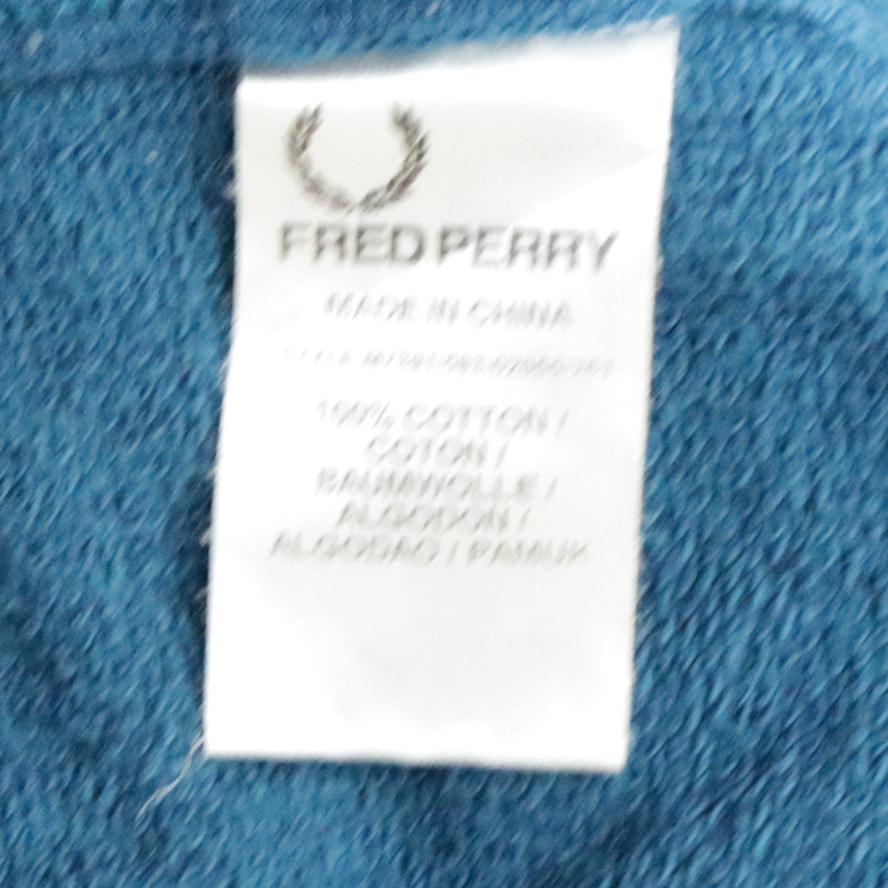 Fred Perry Men's Blue Cotton Crew Neck Sweatshirt Size M