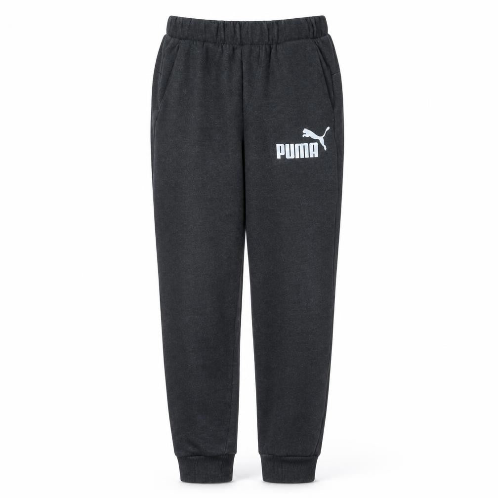 Front view of Puma men’s black jogger sweatpants s regular fit fleece