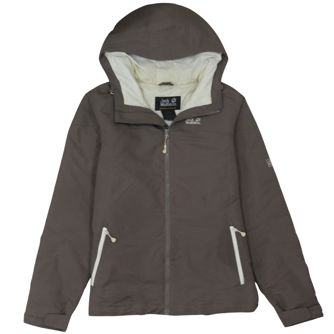 Jack Wolfskin Women Brown Hooded Rain Coat Jacket Size 14