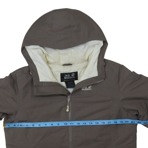 Jack Wolfskin Women Brown Hooded Rain Coat Jacket Size 14