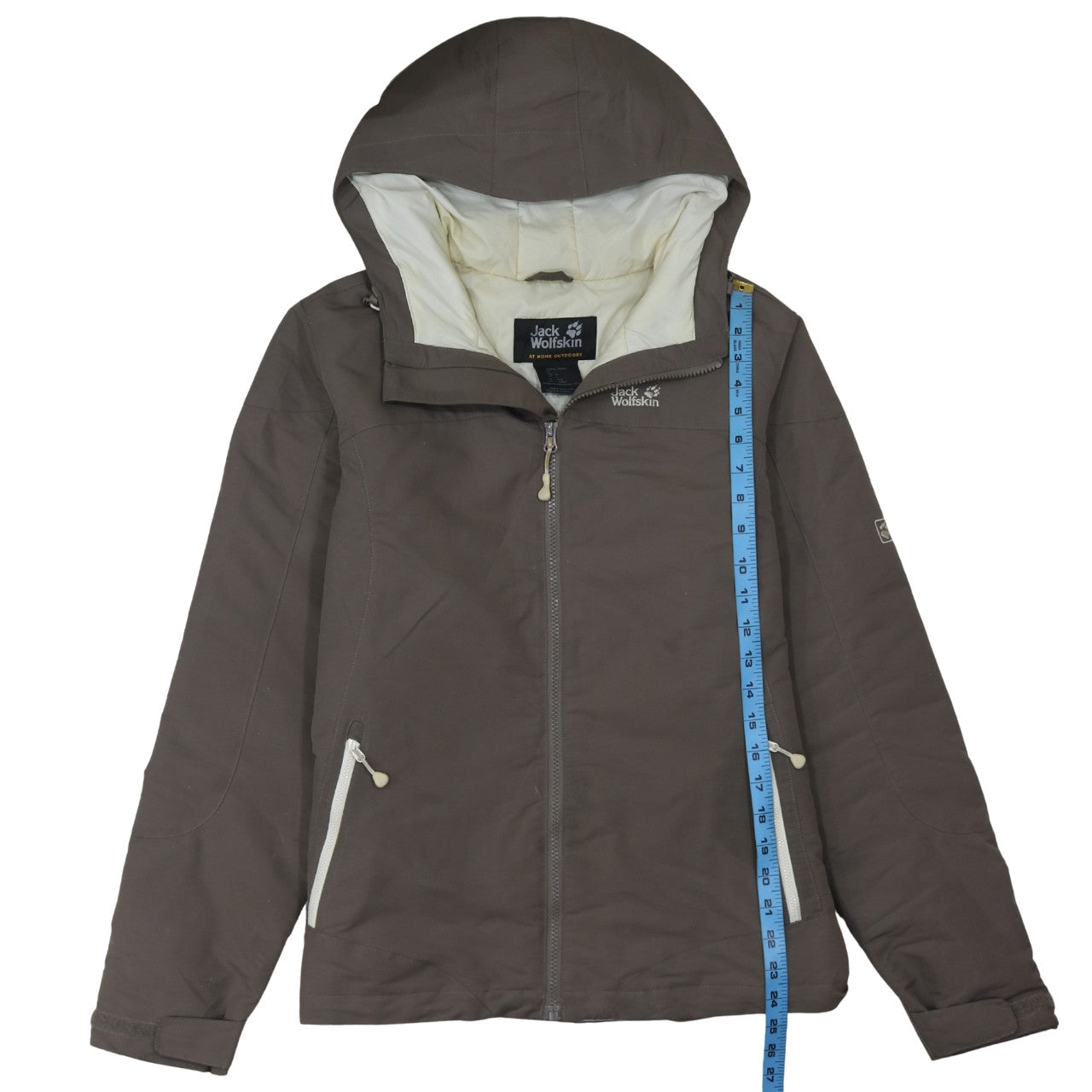 Jack Wolfskin Women Brown Hooded Rain Coat Jacket Size 14