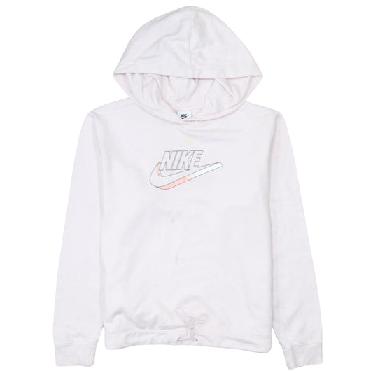 Nike Women’s Pink Hoodie Medium Pullover Drawstring Logo Sweatshirt