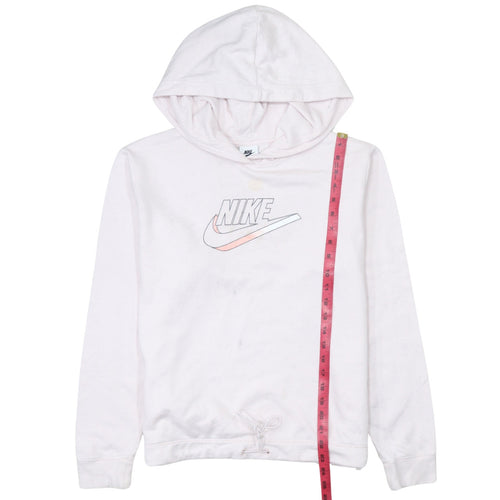 Nike Women’s Pink Hoodie Medium Pullover Drawstring Logo Sweatshirt