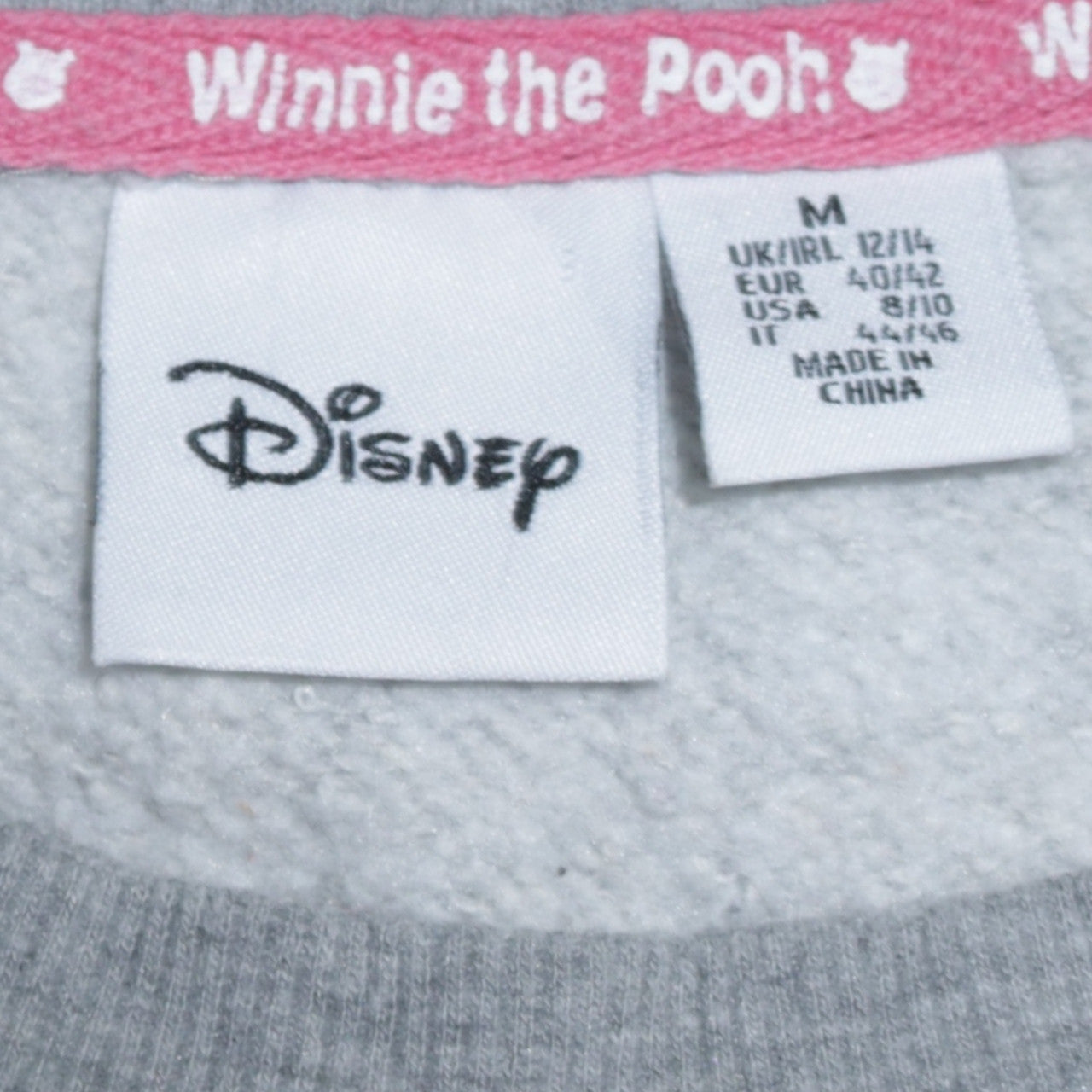 Disney Women Grey Winnie the Pooh Christmas Sweatshirt Size 12/14