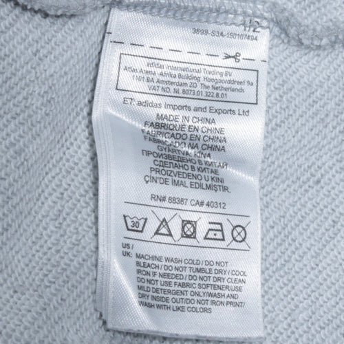 Adidas Womens Grey Logo Crew Neck Pullover Sweatshirt Size 8