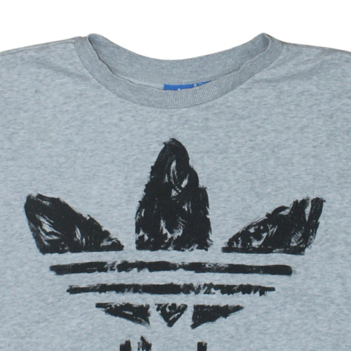 Adidas Womens Grey Logo Crew Neck Pullover Sweatshirt Size 8