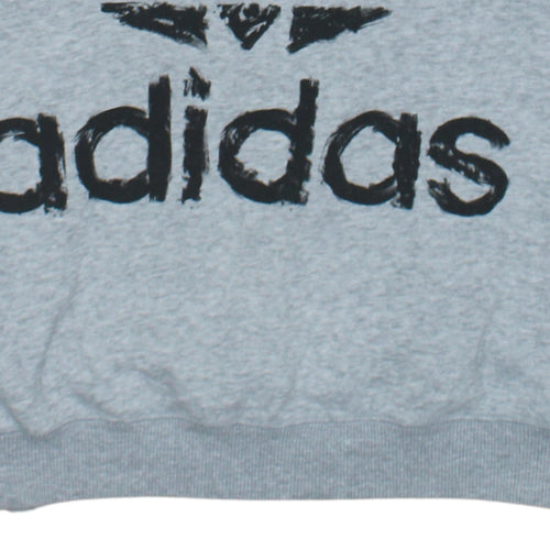 Adidas Womens Grey Logo Crew Neck Pullover Sweatshirt Size 8