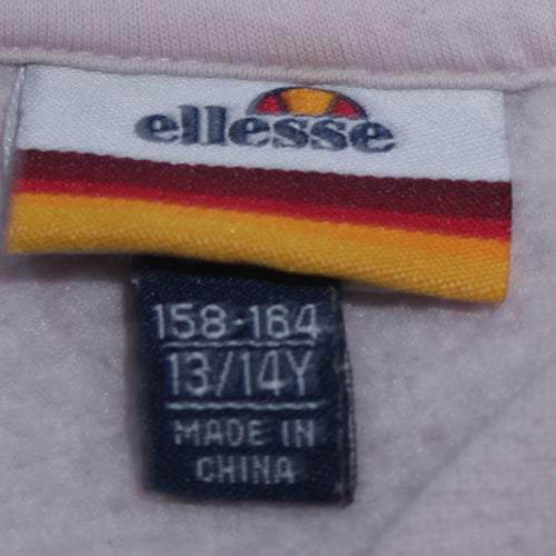 Ellesse Girls Pink Pullover Hoodie 13-14 Years Logo Graphic Fleece