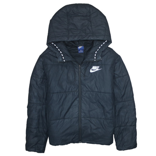 Nike Men's Black M Puffer Jacket Hooded Full Zip Insulated Winter Coat