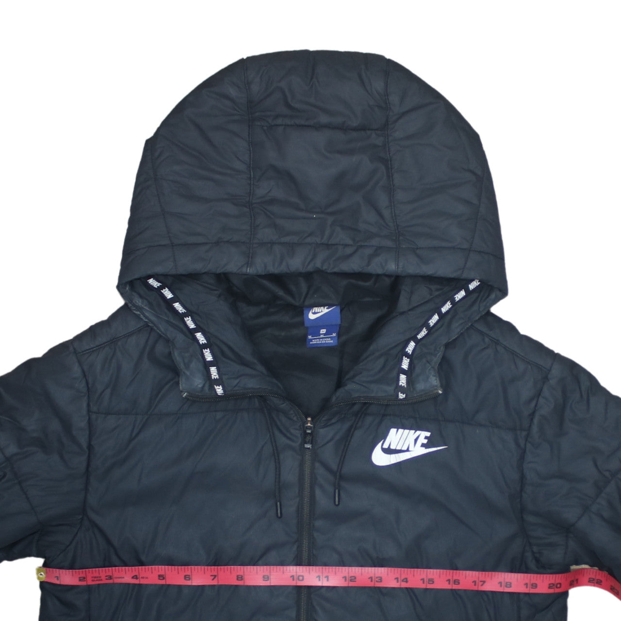 Nike Men's Black M Puffer Jacket Hooded Full Zip Insulated Winter Coat