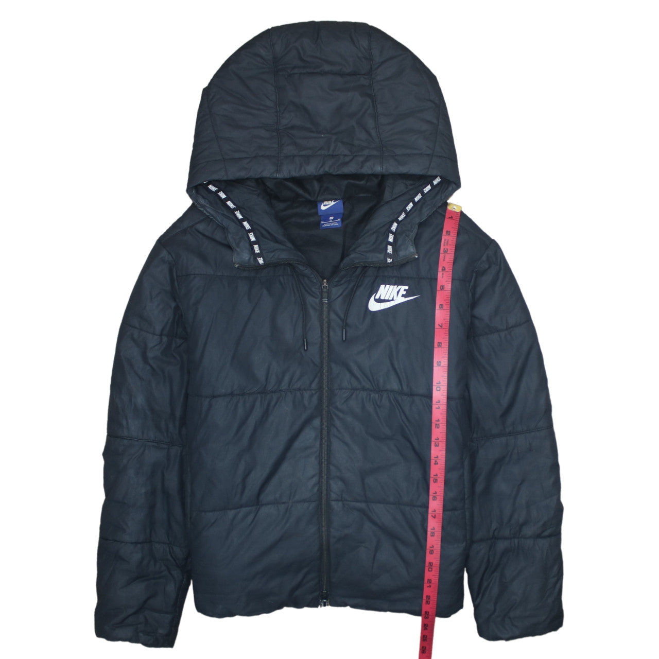 Nike Men's Black M Puffer Jacket Hooded Full Zip Insulated Winter Coat