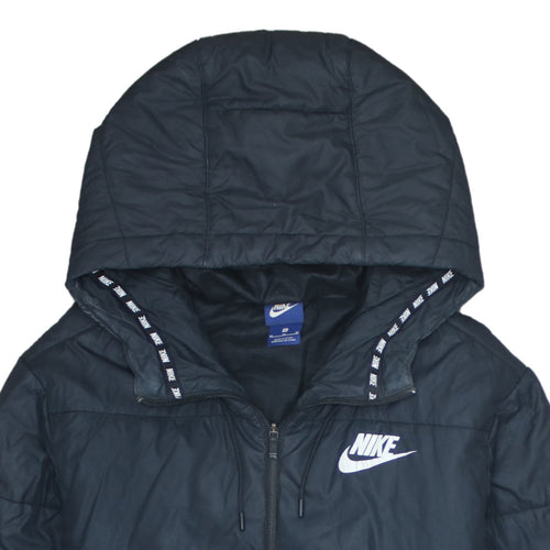 Nike Men's Black M Puffer Jacket Hooded Full Zip Insulated Winter Coat