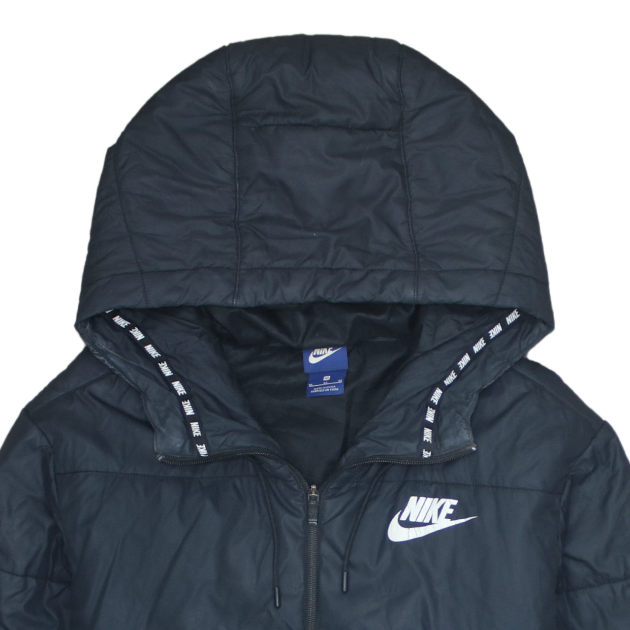 Nike Men's Black M Puffer Jacket Hooded Full Zip Insulated Winter Coat