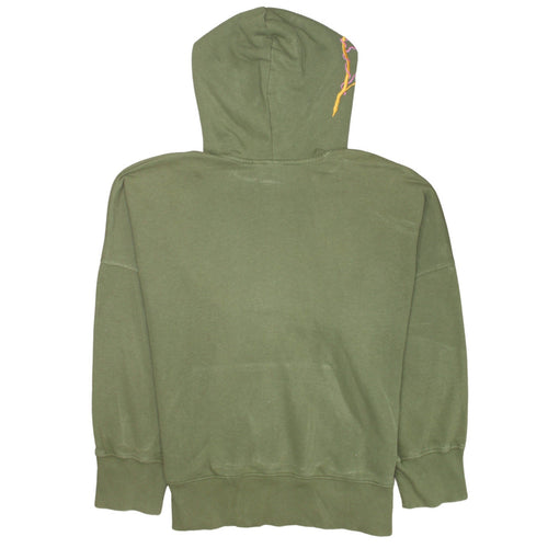 Adidas Womens Green Embroidered Pullover Hoodie Size 10 Relaxed Fit