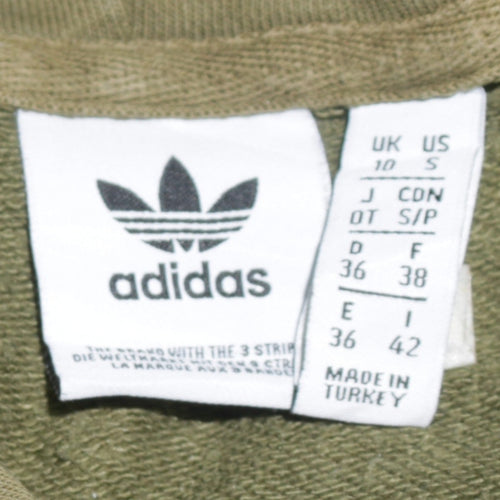 Adidas Womens Green Embroidered Pullover Hoodie Size 10 Relaxed Fit