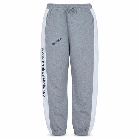 Front view of Reebok boys’ grey jogger trousers 170cm hockey sports fleece sweatpants
