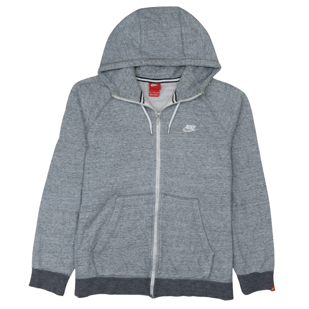 Nike Men's Grey Full Zip Hoodie Size M Lightweight Cotton Sportswear