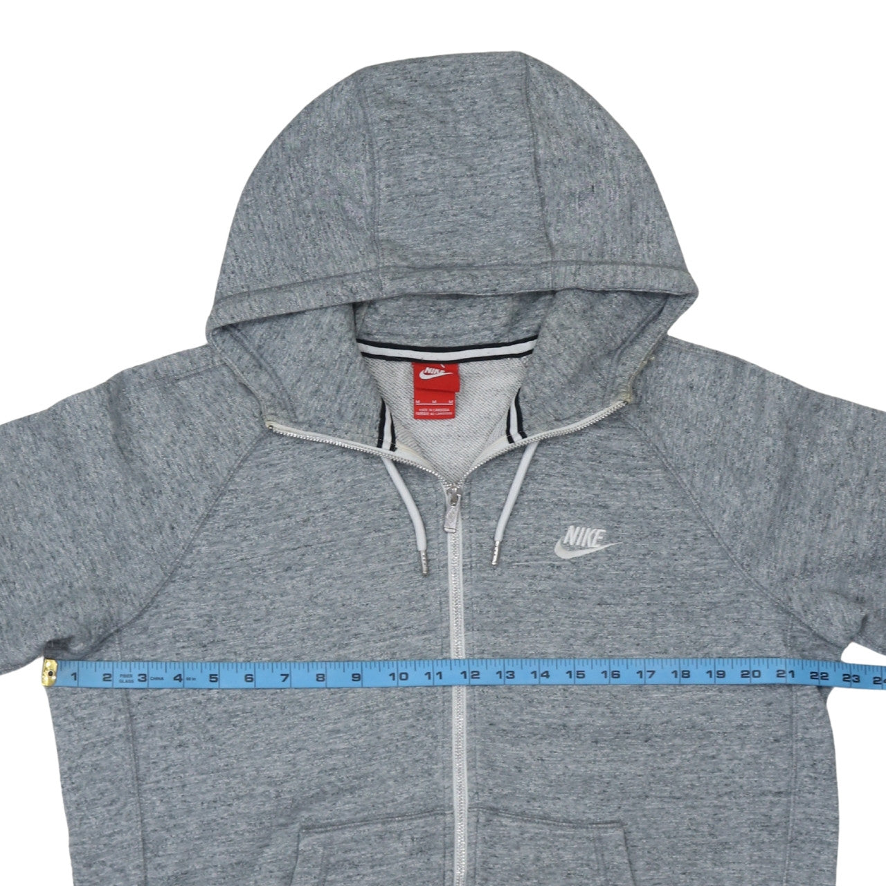 Nike Men's Grey Full Zip Hoodie Size M Lightweight Cotton Sportswear