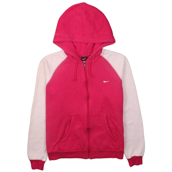 Nike Women’s Pink & White Full Zip Hoodie L Hooded Sweatshirt