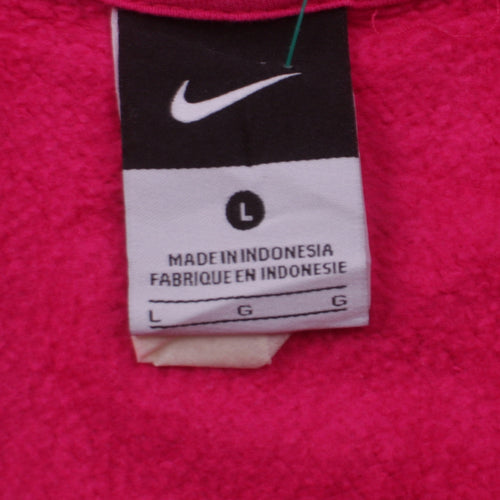 Nike Women’s Pink & White Full Zip Hoodie L Hooded Sweatshirt