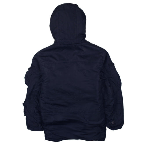 GAP Men Blue Fur Trim Hooded Parka Jacket Size M