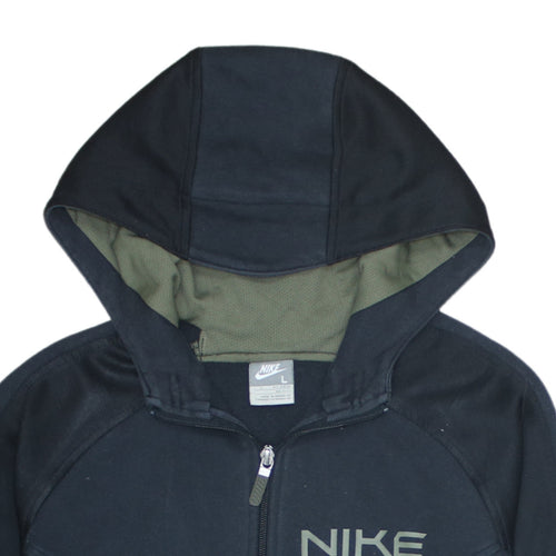 Nike Boys Black Full Zip Hoodie Size 13 Years Fleece Hooded Sweatshirt