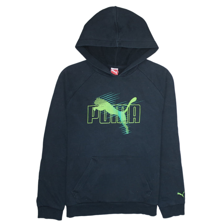 Puma Boys Black Pullover Hoodie 14 Years Graphic Logo Fleece Sweatshirt