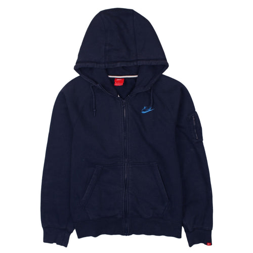 Nike Women's Navy Blue Full Zip Hoodie Medium Cotton Blend