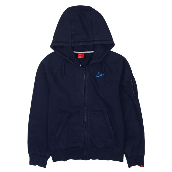 Nike Women's Navy Blue Full Zip Hoodie Medium Cotton Blend
