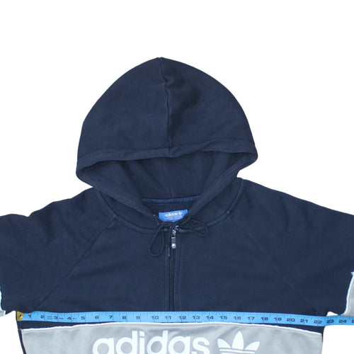 Adidas Women Navy Hoodie Size 14 Logo Half Zip Pullover Sweatshirt