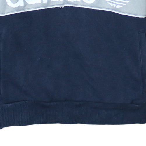 Adidas Women Navy Hoodie Size 14 Logo Half Zip Pullover Sweatshirt