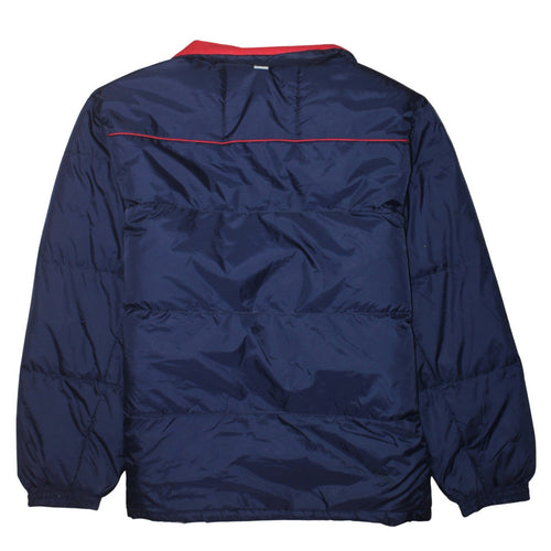 FILA Mens Blue 2XL Puffer Activewear Jacket with Red Collar