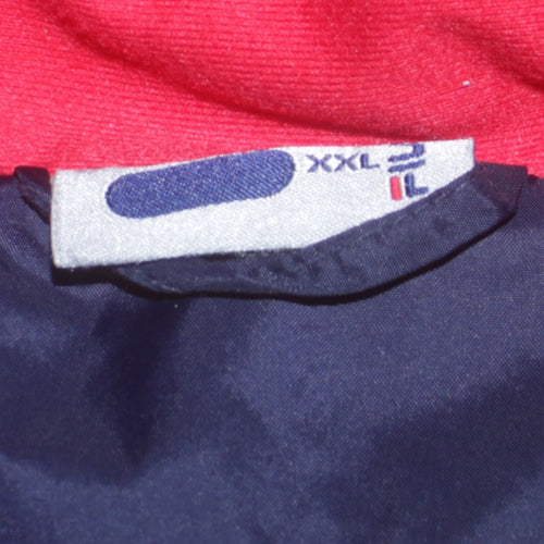 FILA Mens Blue 2XL Puffer Activewear Jacket with Red Collar