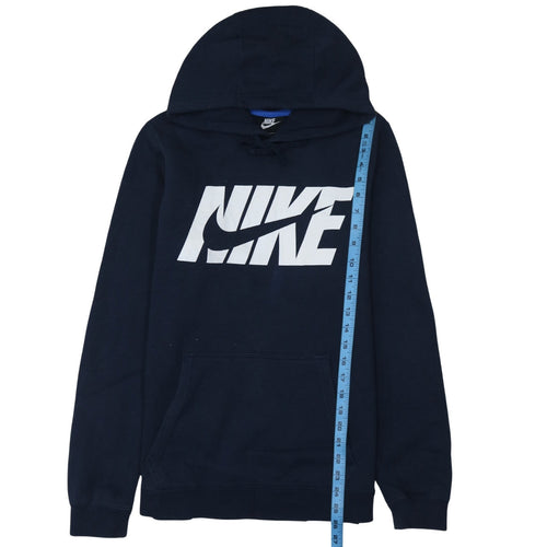 Nike Men's Blue Pullover Hoodie Small Logo Fleece Sweatshirt