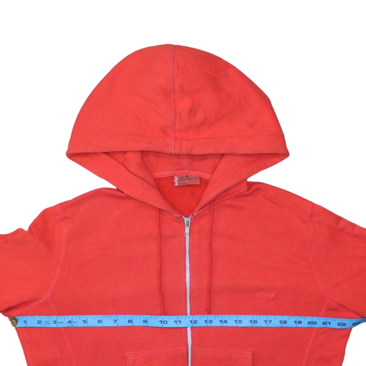 Levi’s Girls Red Zip Hoodie Medium Full Zip 100% Cotton Casual Sweatshirt