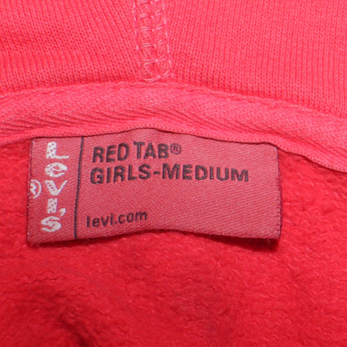 Levi’s Girls Red Zip Hoodie Medium Full Zip 100% Cotton Casual Sweatshirt