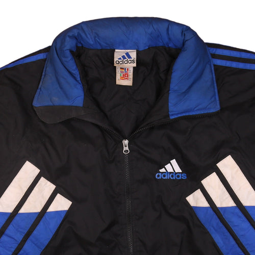 Adidas Men's Black Blue Windbreaker Jacket L Retro 90s Sports Style