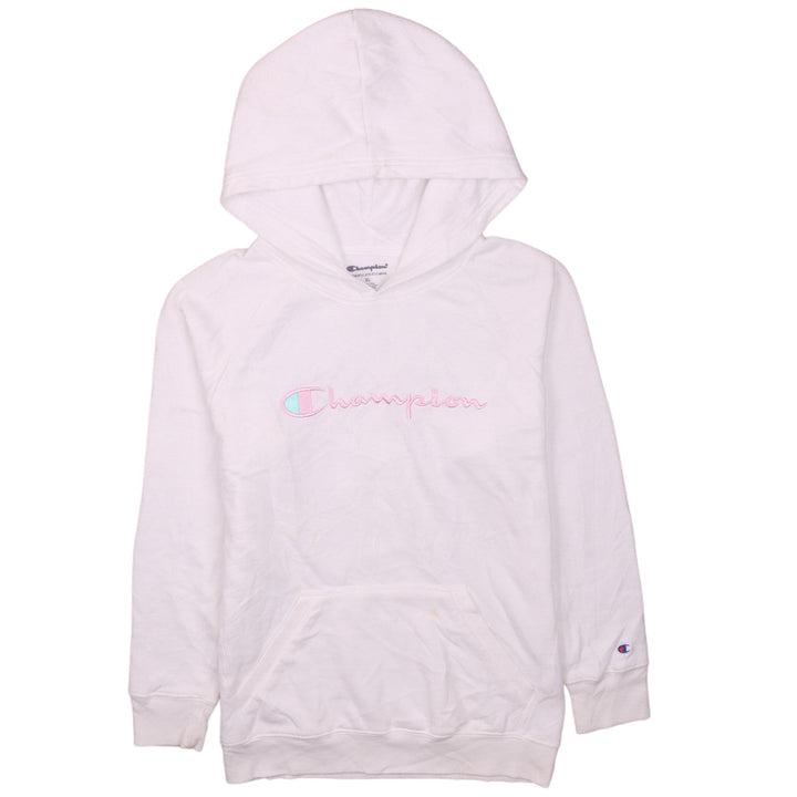 Champion Girls White XL Pullover Hoodie with Embroidered Logo