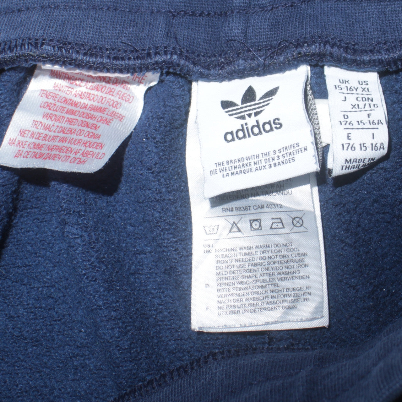 Adidas Boys Blue Jogger Trousers 15-16 Years Elastic Waist Side Stripe